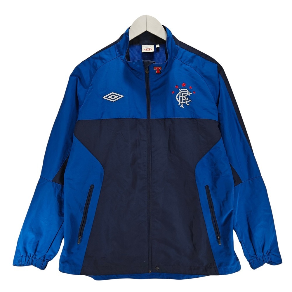 Umbro Rangers FC Training Jacket Mens Large Blue Tennents Full Zip Windbreaker